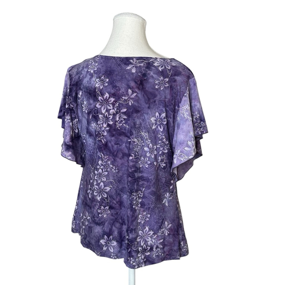 Vintage Purple Draped Floral Top | Y2K Soft Grunge Blouse - Picture 2 of 6